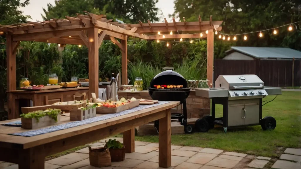Backyard BBQ setup