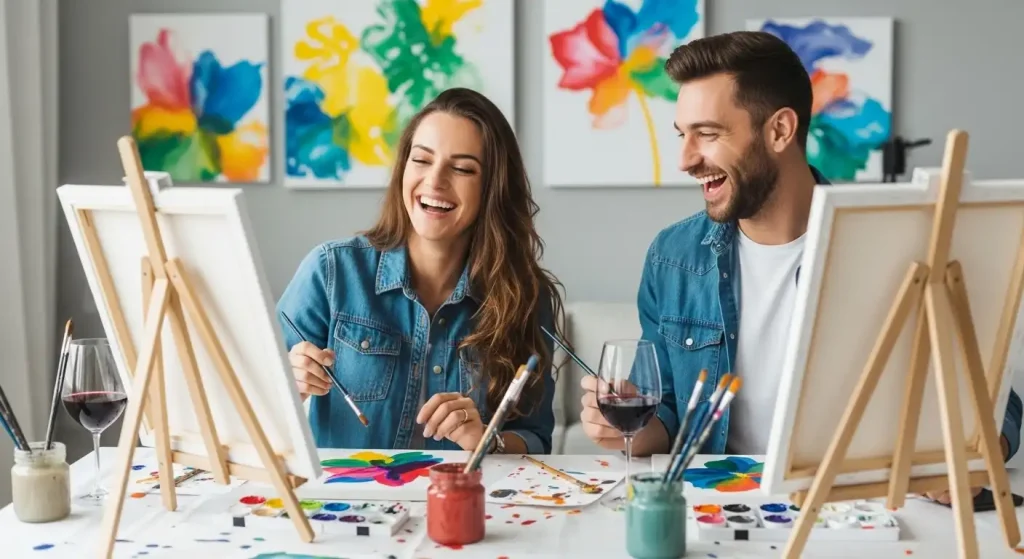 Paint & Sip Night (No Art Skills Needed!) : Romantic date ideas