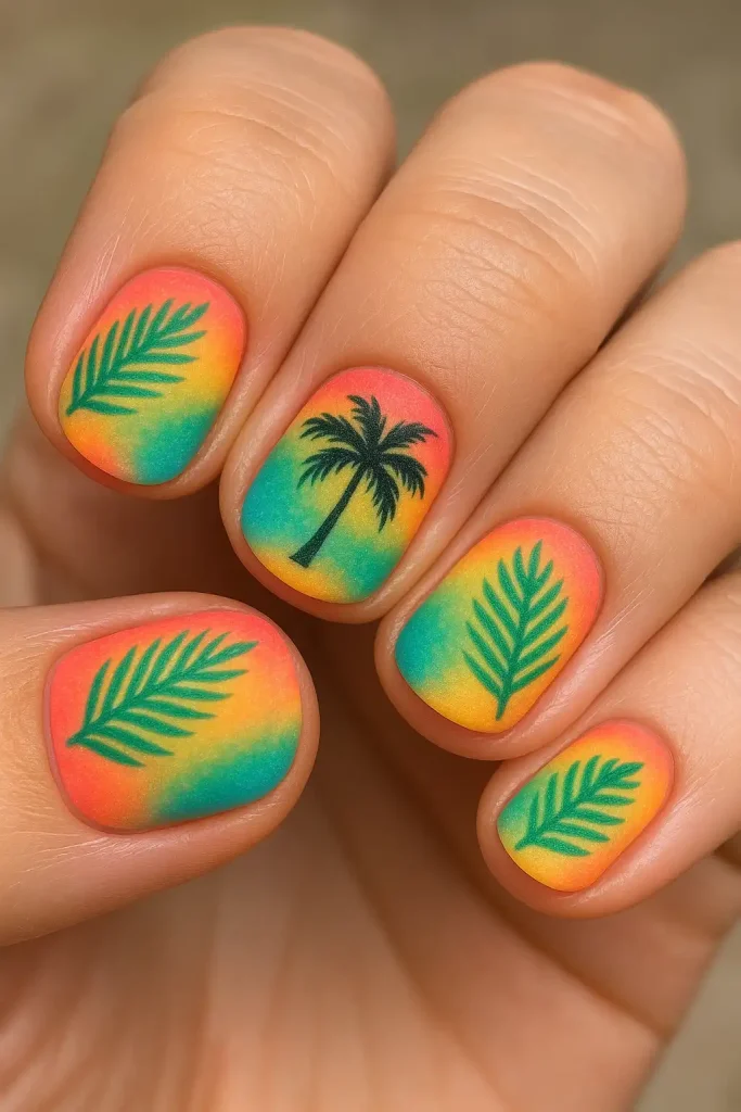 Tropical Vibes Short Short Nail Designs for Summer 2025