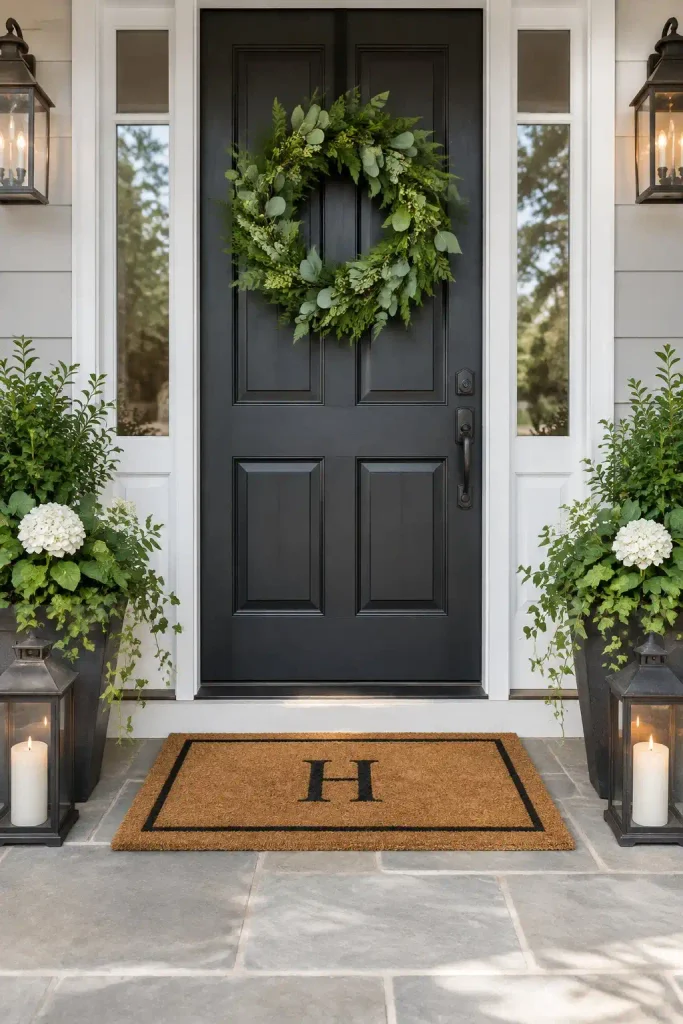 14 Simple Front Porch Ideas That Look Expensive on a Budget 14 Finish Strong with a Stylish Doormat and Accents 1