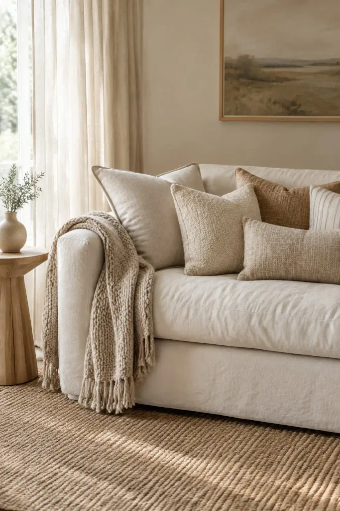Layered Neutral Textiles for Effortless Depth