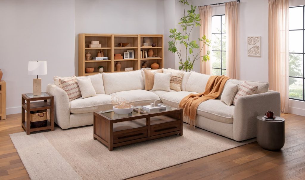 Natural Wood Shelving for Organic Display