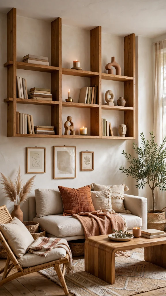 Natural Wood Shelving for Organic Display