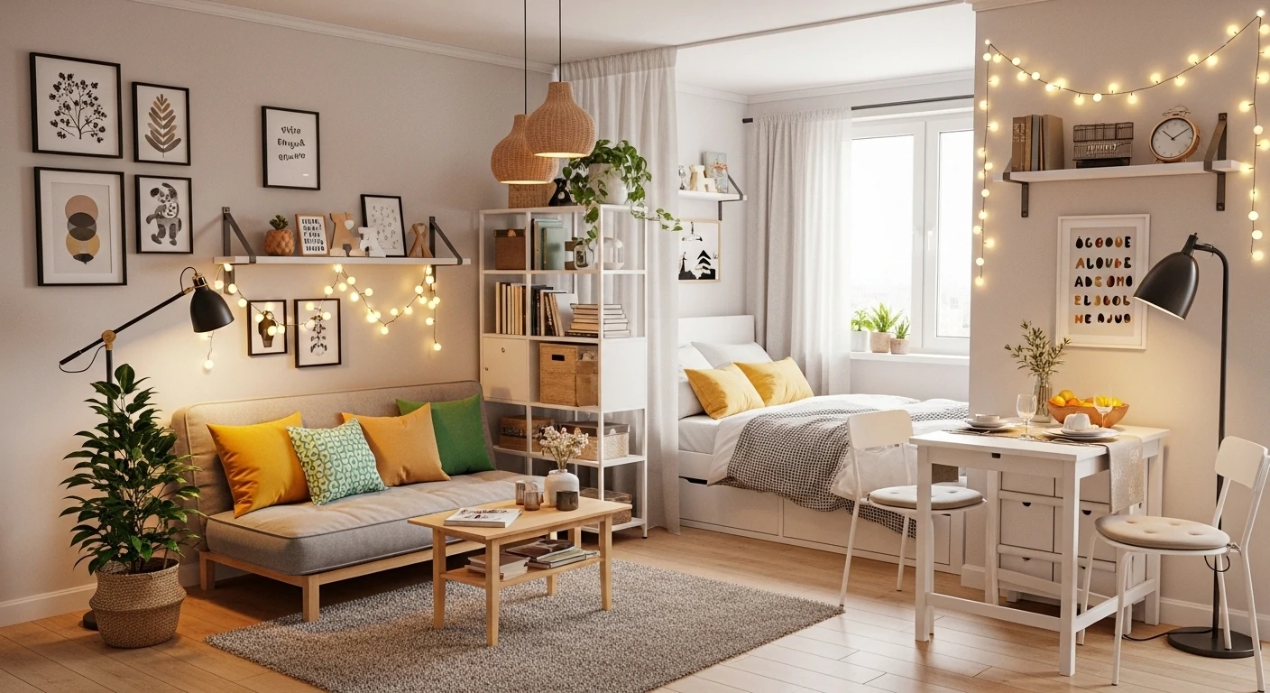 Studio Apartment Decor Ideas on a Budget (Small Space Hacks)